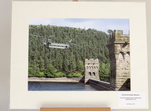 A Chinook Flying through Howden Dam Towers  - Fine Art Giclée Print